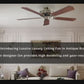 JS-LXR Classic AC 52” Ceiling Designer Fans 1106-Antique Brass Motor & Matt Mahogany/Matt Oak & Cane Blades