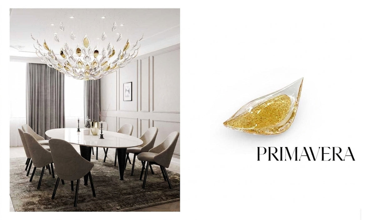 Primavera Botanical Crystal Suspension Collection – A Statement Piece for Dining Rooms & Grand Interiors
