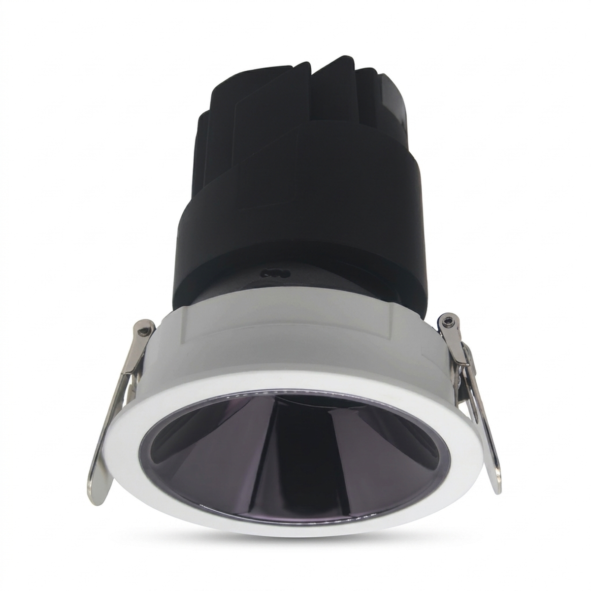 Glanza Pro round recessed COB spotlight with black heat sink