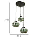 ELIANTE Black Iron Base Multicolour White Shade Hanging Light - Pumping-3Lp - Bulb Included