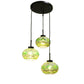 ELIANTE Black Iron Base Multicolour White Shade Hanging Light - Pumping-3Lp - Bulb Included