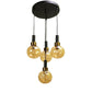 ELIANTE Black and Gold Iron Base Gold White Shade Hanging Light - Px-215-4Lp - Inbuilt LED