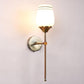 ELIANTE Antique Gold Iron Base White Glass Shade Wall Light - R-7601-1W - Bulb Included