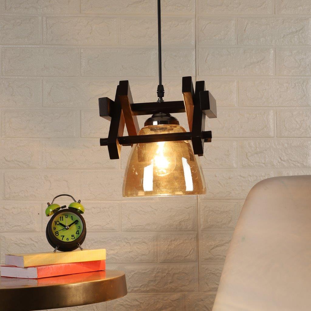 Marrón Brown Metal Hanging Light - RA-170-1LP-CFL-HALO - Included Bulbs