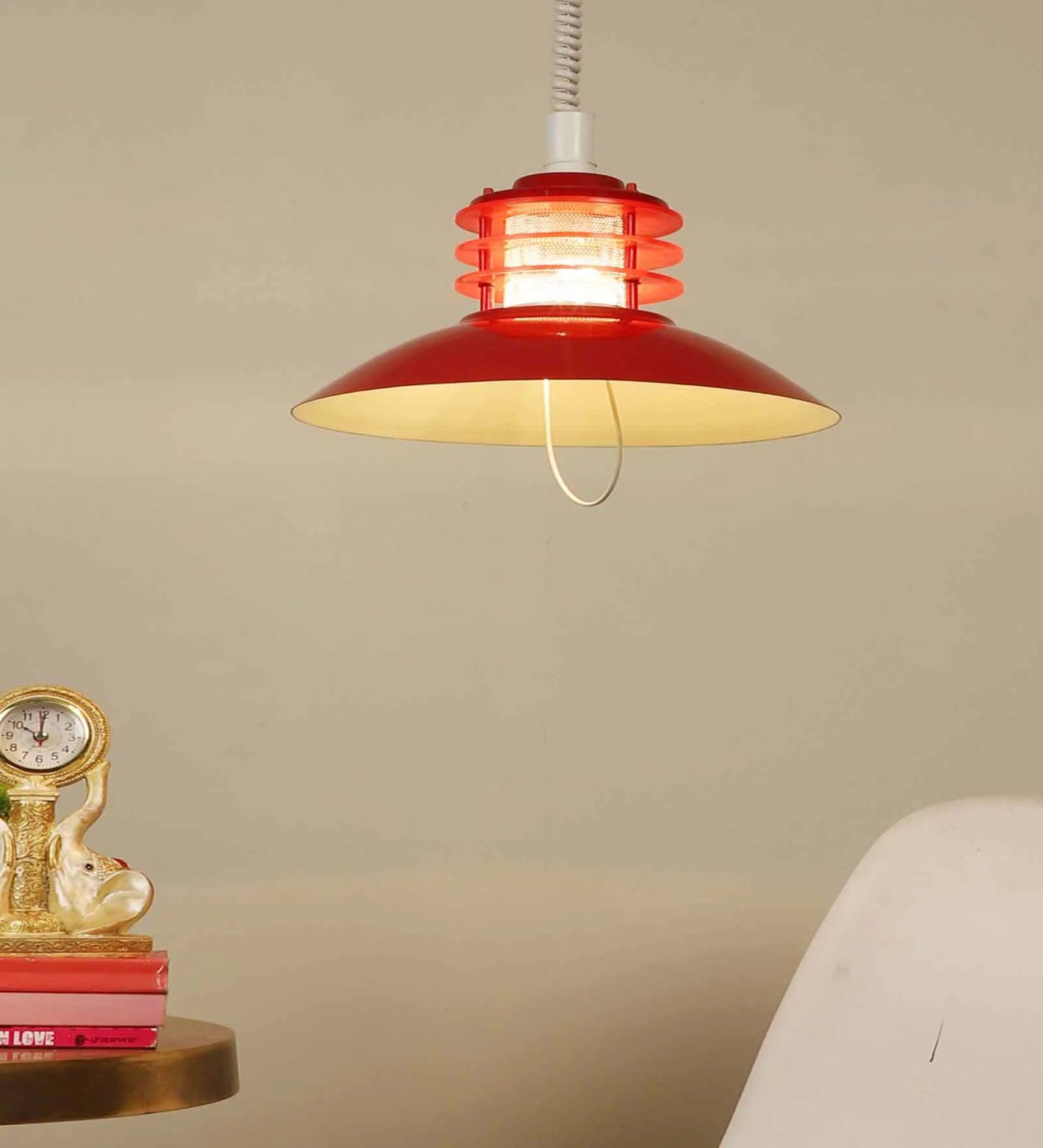 Jauna Red Iron Hanging Light | Apollo-Red-1LP-Small | Included Bulb | Eliante by Jainsons Lights