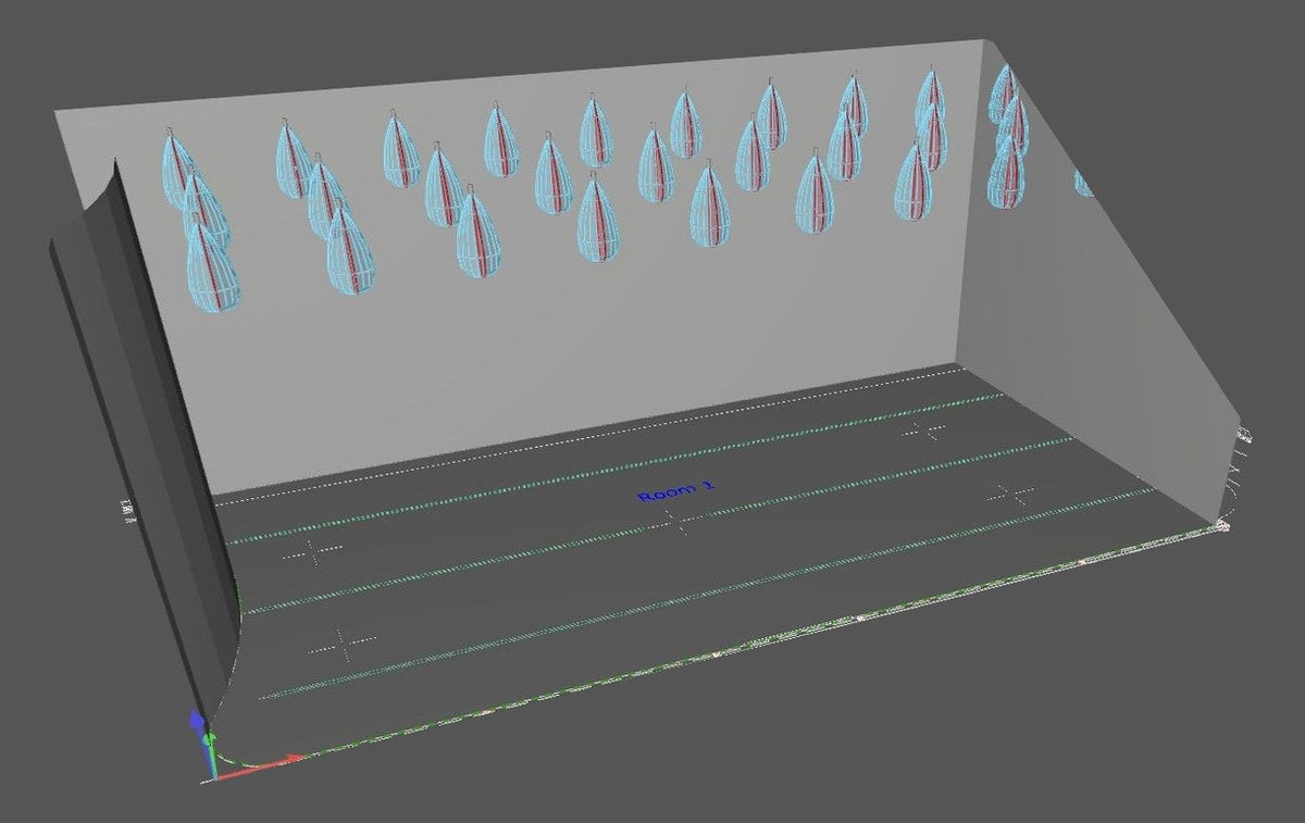 Sportball — the original lighting plan for the court, checked in DIALux (design visual)