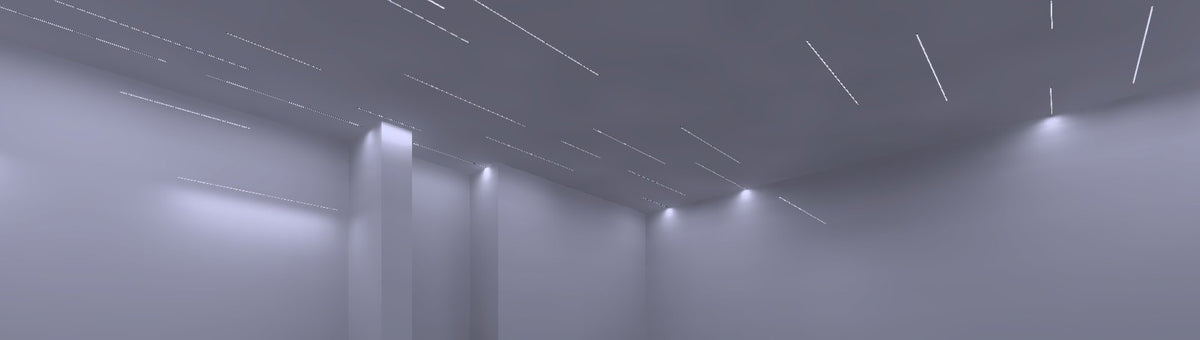 Unity Group pool — design visual of the light lines in the ceiling, calculated in DIALux