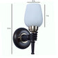 ELIANTE Brown Wood Base White Glass Shade Wall Light - Rj-7671-1W - Bulb Included