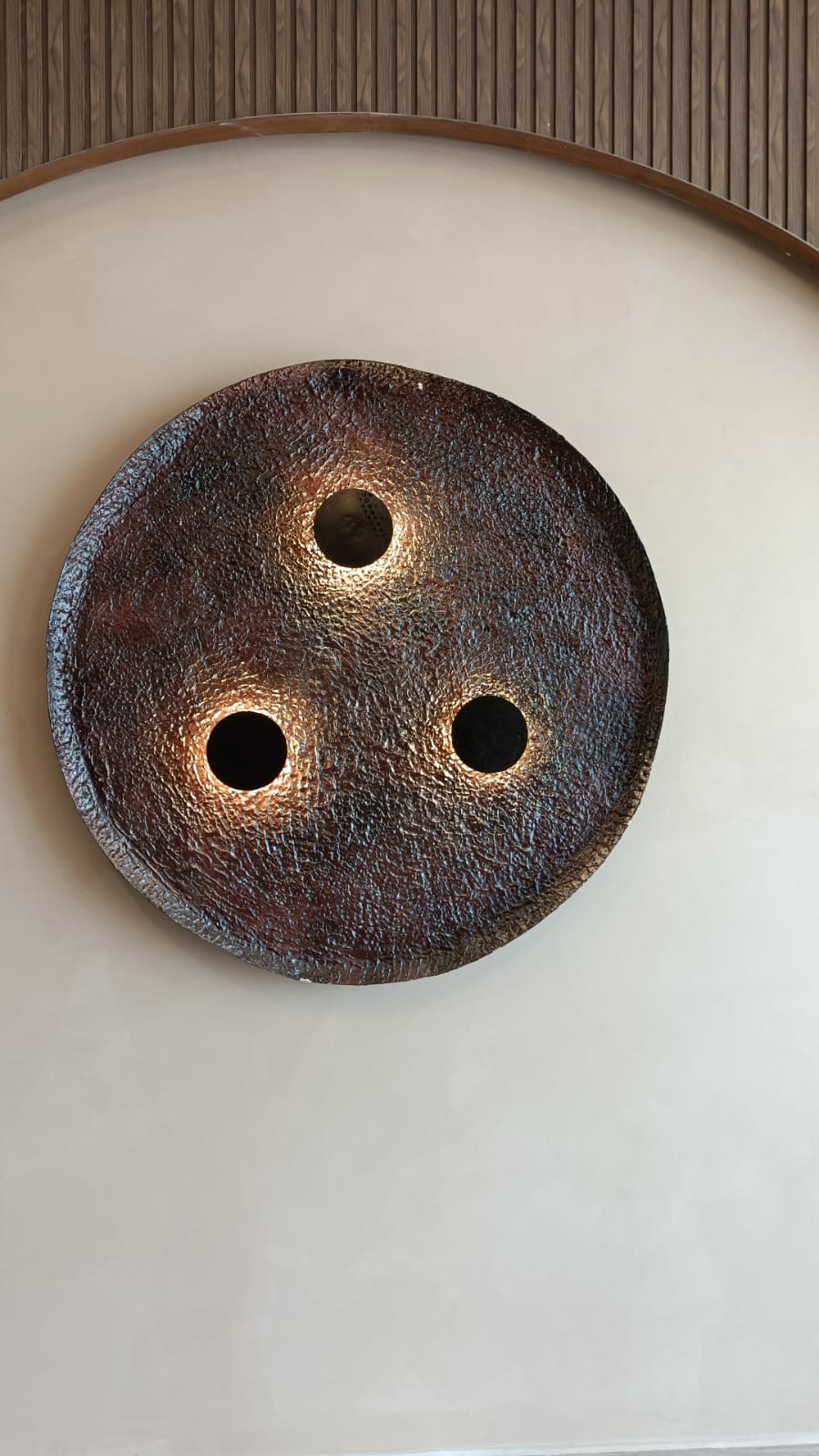 4 Feet Dia Custom Metal Wall Light with Backlit Center Plate – Made to Order 36w Warm White