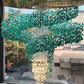 Rock and stone glass cluster chandelier – large green-stone spiral installation view