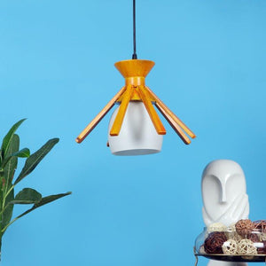 Admiradora Yellow Wood Hanging Lights - E27 holder - without Bulb - ROMAN-1LP-YL