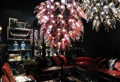 Rose & Silver Glass Urchin Chandelier – A Statement Piece for Refined Interiors