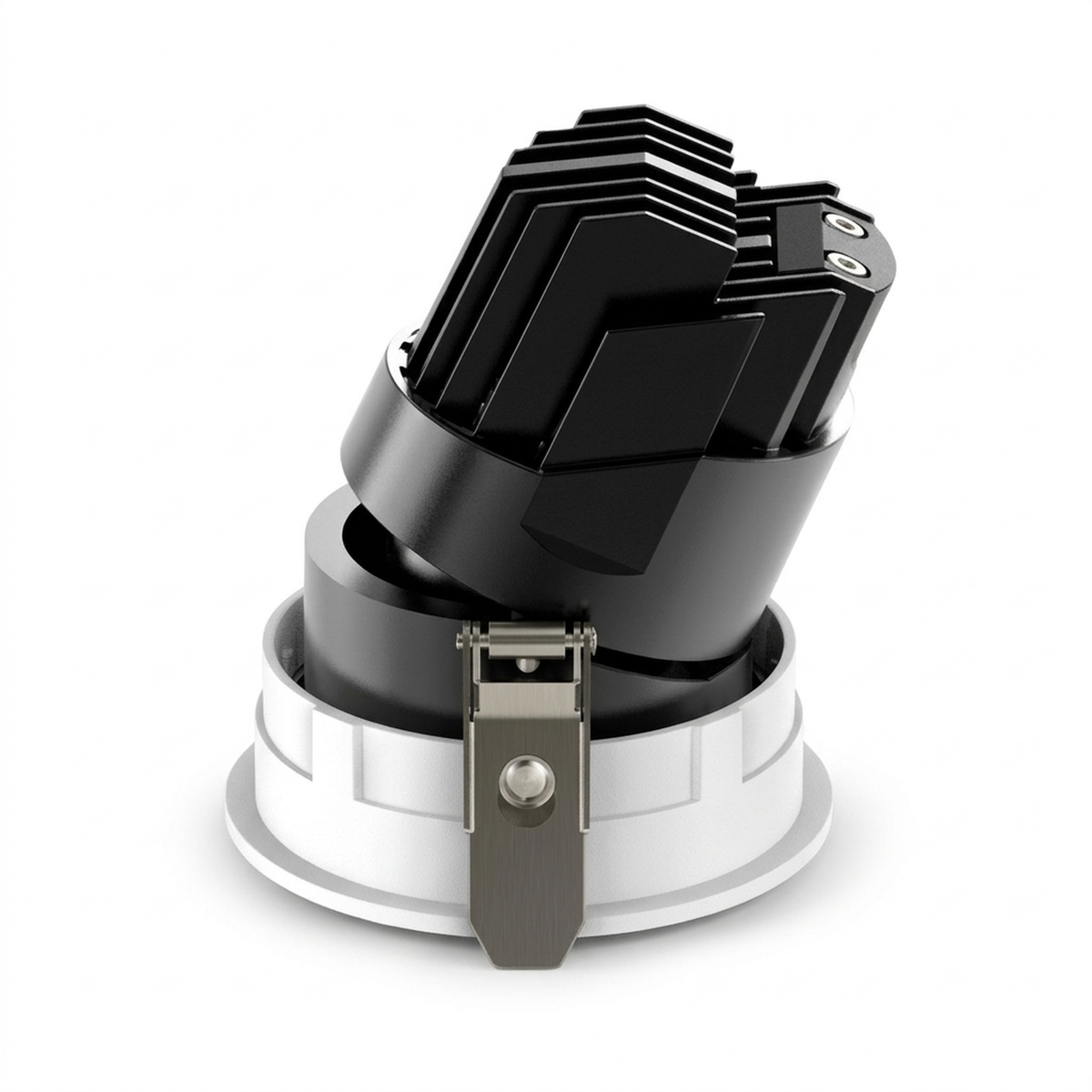Glanza spotlight head tilts up to 30°