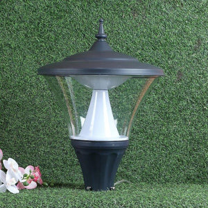 ELIANTE Grey Aluminium Base Transparent Acrylic Shade Gate Light - Royal-S-5002-14-Inch-Led-Gl - Inbuilt LED