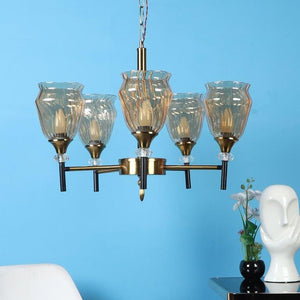 Black and Gold Iron Chandelier - E27 holder - without Bulb - RS315-5LP