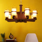 Wooden Wood Glass Chandeliers - s-116-8lp - Included Bulb