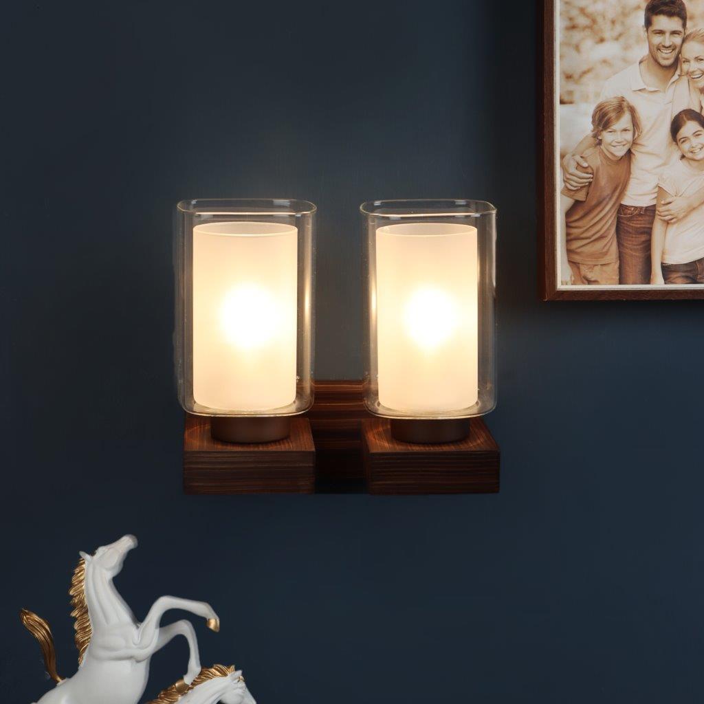 Dorada Brown Wood Wall Light - S-171-2W - Included Bulbs