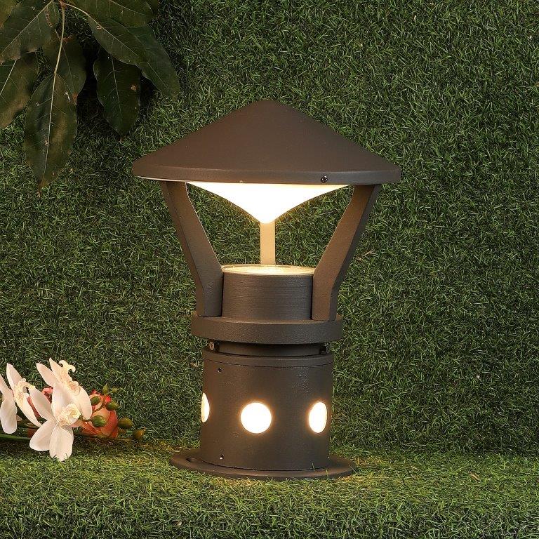 ELIANTE Grey Aluminium Base Frost Acrylic Shade Gate Light - S-177-Gl - Bulb Included