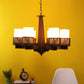 Wooden Wood Glass Chandeliers - s-195-6lp - Included Bulb
