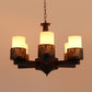 Wooden Wood Glass Chandeliers - s-195-6lp - Included Bulb