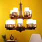 Wooden Metal and Glass Chandeliers s-195-8-5