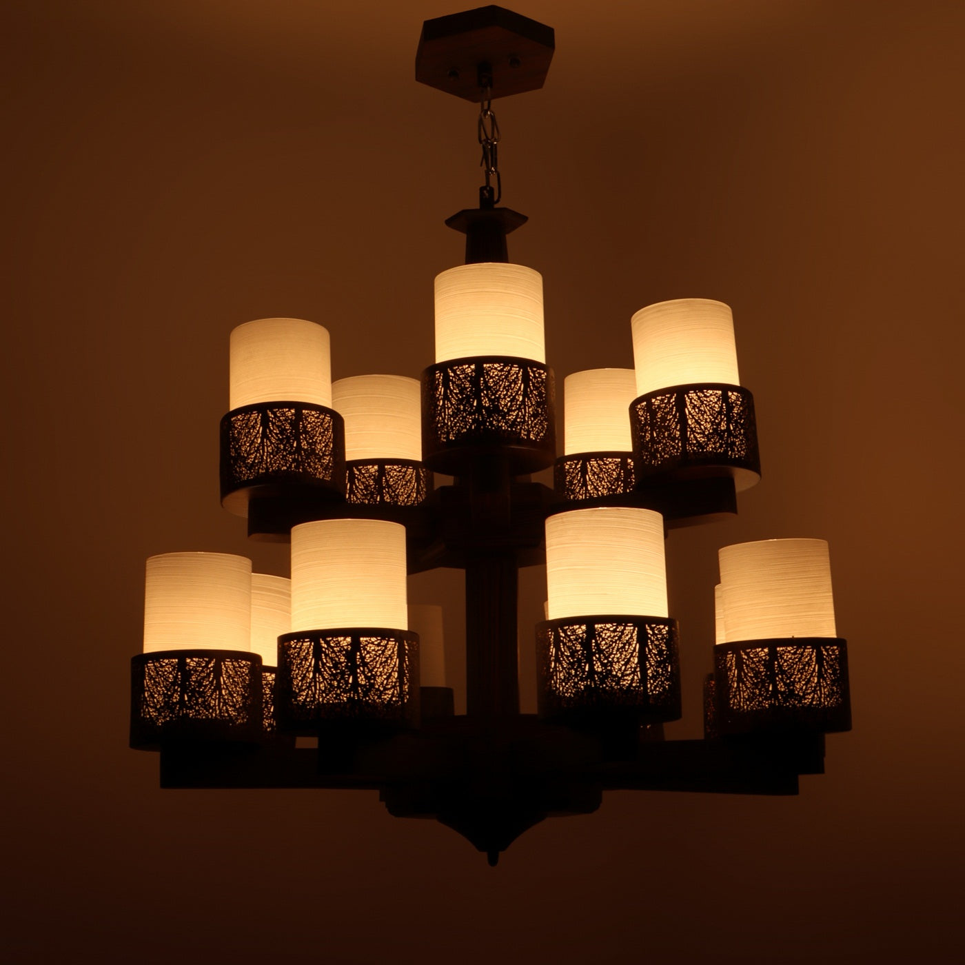 Wooden Metal and Glass Chandeliers s-195-8-5