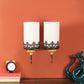 Marrón blanca Brwon+Chrome Metal+Wood Wall Light - S-237-2W - Included Bulbs