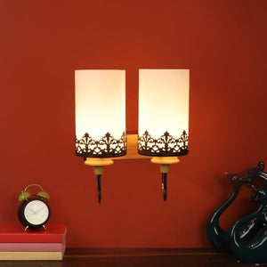 Marrón blanca Brwon+Chrome Metal+Wood Wall Light - S-237-2W - Included Bulbs