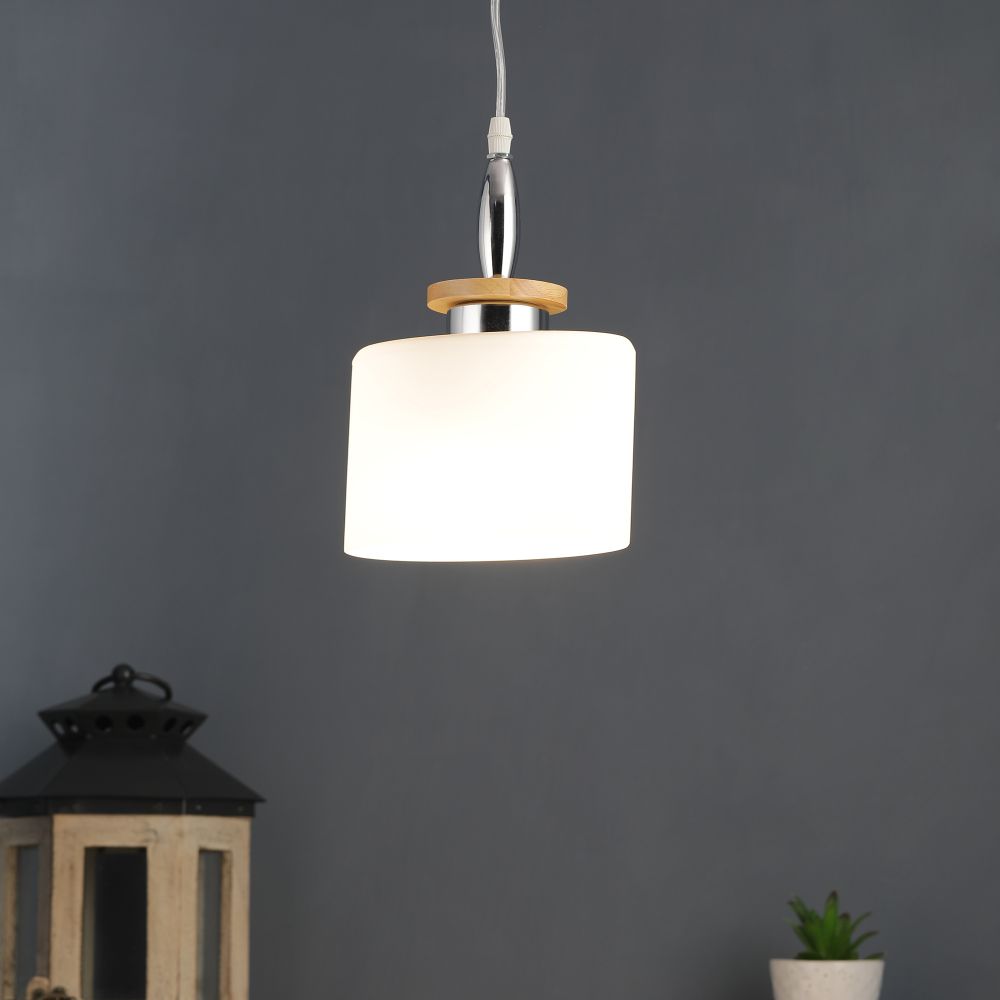 Brown Hanging Light White Glass - S-240-1P - Included Bulb