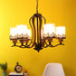 Brown Metal Glass Chandeliers - s-253-6lp - Included Bulb