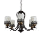 Brown Metal Glass Chandeliers - s-253-6lp - Included Bulb