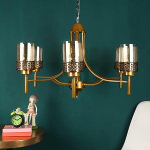 Observed Twinkling Antique Gold Metal Chandelier  - S-299-a-6lp-zhar - Included Bulbs