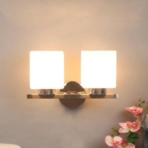ELIANTE Chrome Iron Base White Glass Shade Wall Light - S-3-2W - Bulb Included