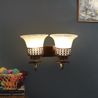 Brown and Gold Iron Wall Lights -S-322-2W - Included Bulbs
