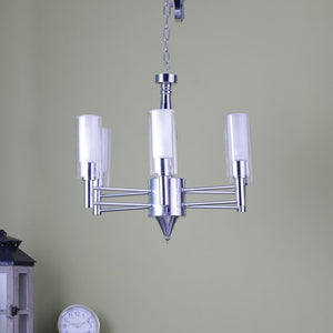 Silver Metal Chandelier 6 Lamps White  S-87-6LP