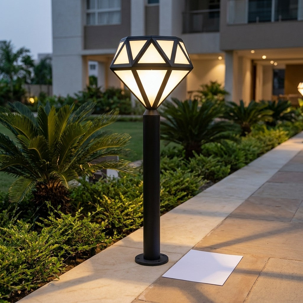 Garden LED Bollard Lights - 8W Diamond Bollard Large