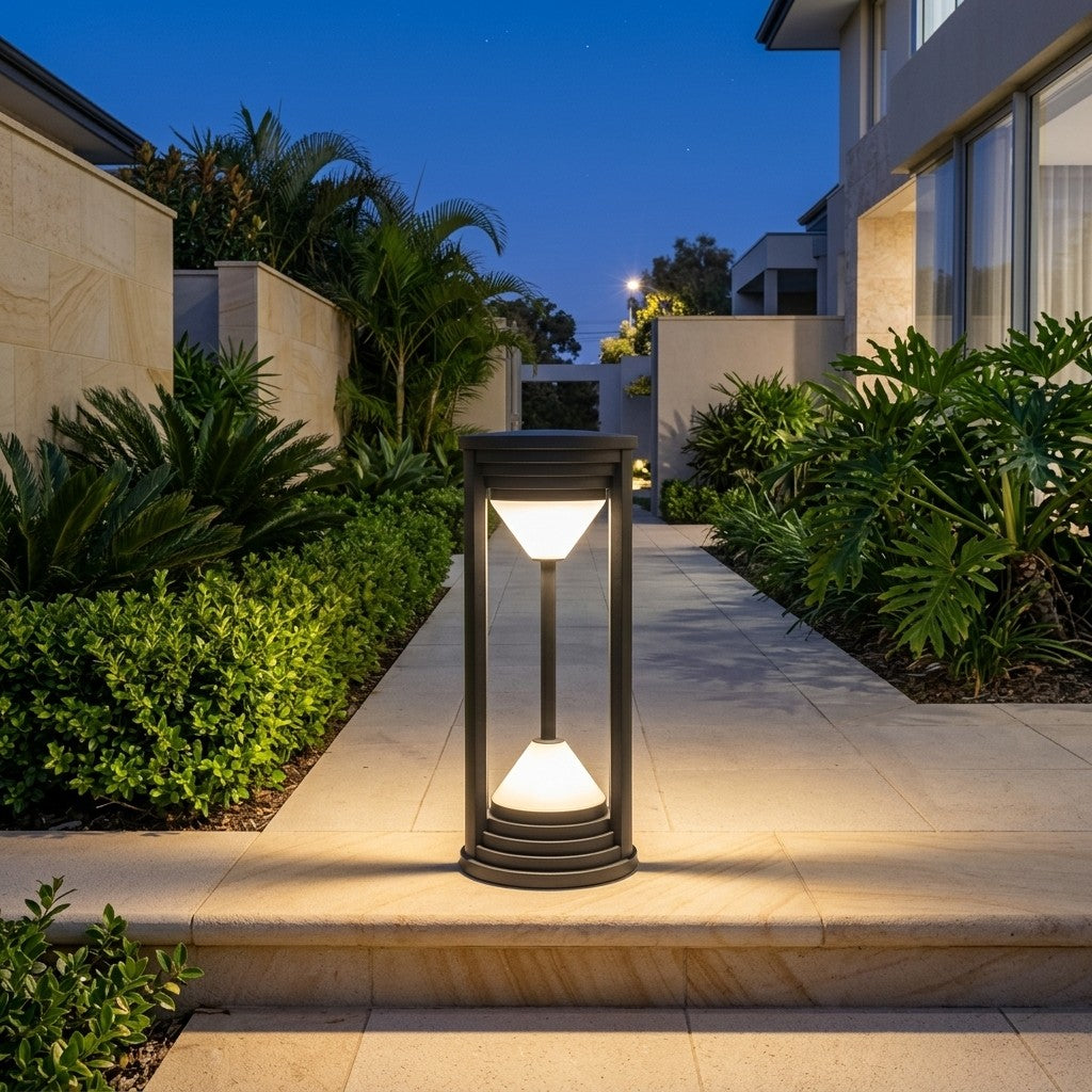 Garden LED Bollard Lights - 2x12W Hourglass Small Bollard 400mm, 2x12W Hourglass Medium Bollard 600mm