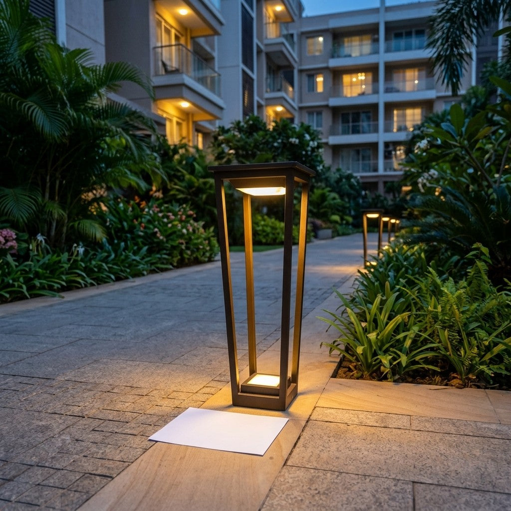 Garden LED Bollard Lights - 2x12W Stepglass Small Bollard 400mm, 2x12W Stepglass Medium Bollard 600mm