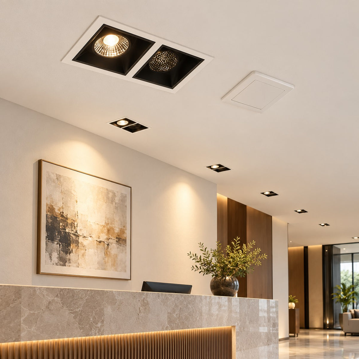 Architectural LED COB Downlights – Deep And Pin Spot - 12W 2x6 LED Laser Series Square Deep COB
