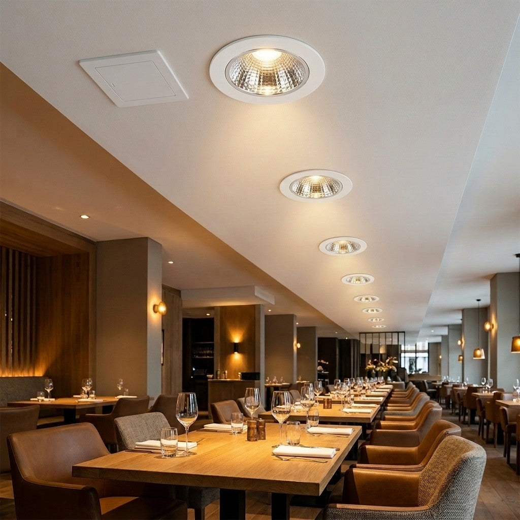 Architectural LED COB Downlights – Standard And Louvre - 8W COB Deluxe / Chrome + White