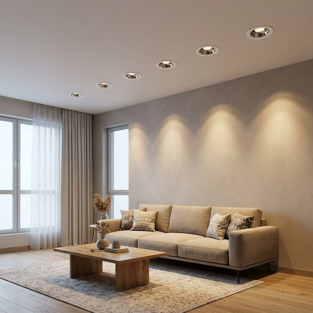 Architectural LED COB Downlights – Standard And Louvre - 7W COB Ultra Round Series, 30W COB Ultra Round / Chrome + White