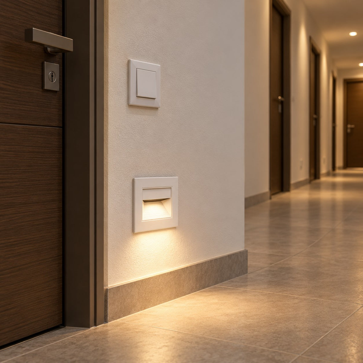 Indoor LED Surface Wall And Foot Lights - 3W Square Concealed / White / H86xW86