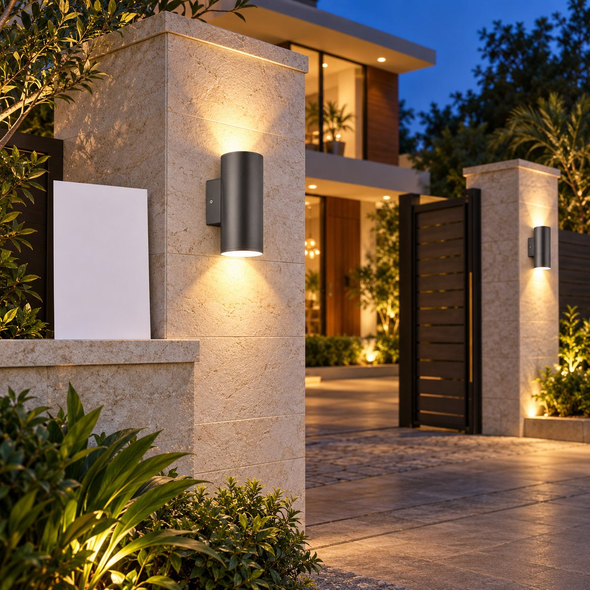 Up-Down And Pillar LED Wall Lights - 12W Round Pillarlite Up & Down, 6W Round Up Pillarlite