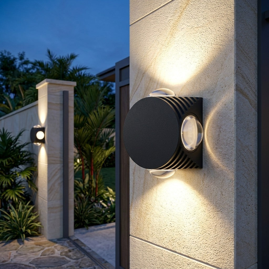 Up-Down And Pillar LED Wall Lights - 4x1W 4Way Curvy Mini Wall Light