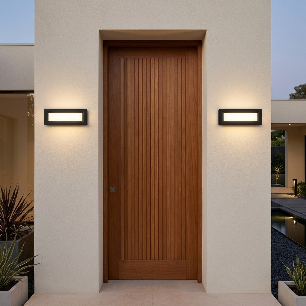 Decorative Outdoor LED Wall Lights – Range 1 - 7W Eco Semi Slim Rectangle Wall Fixture