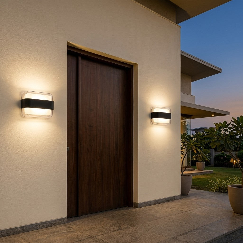 Decorative Outdoor LED Wall Lights – Range 1 - 2x7W Flexi Glass Wall Light