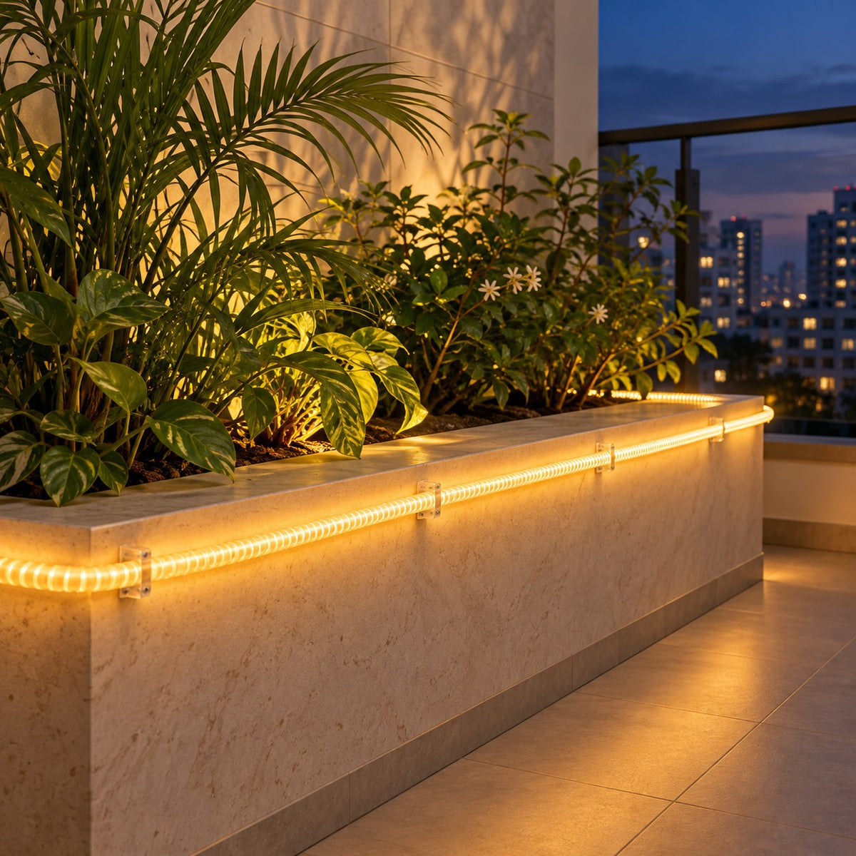 LED Neon Rope And Outdoor String Lights - 120 LED 10W Neon Rope