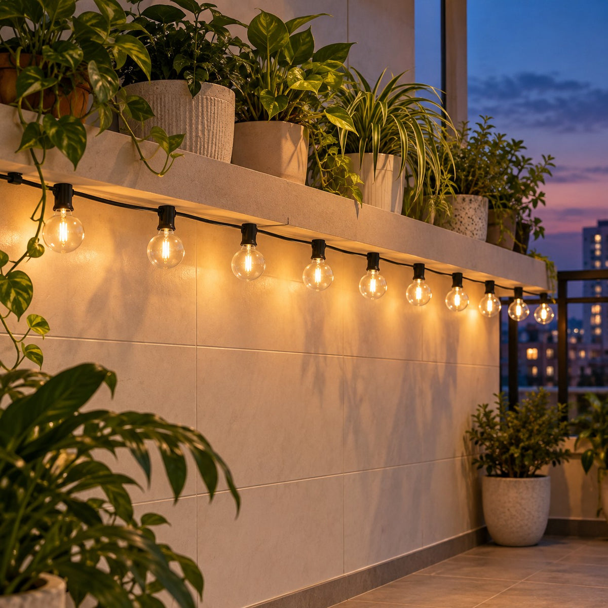 LED Neon Rope And Outdoor String Lights - 15Ft G40 E12 String Light, 50Ft G40 E12 String Light