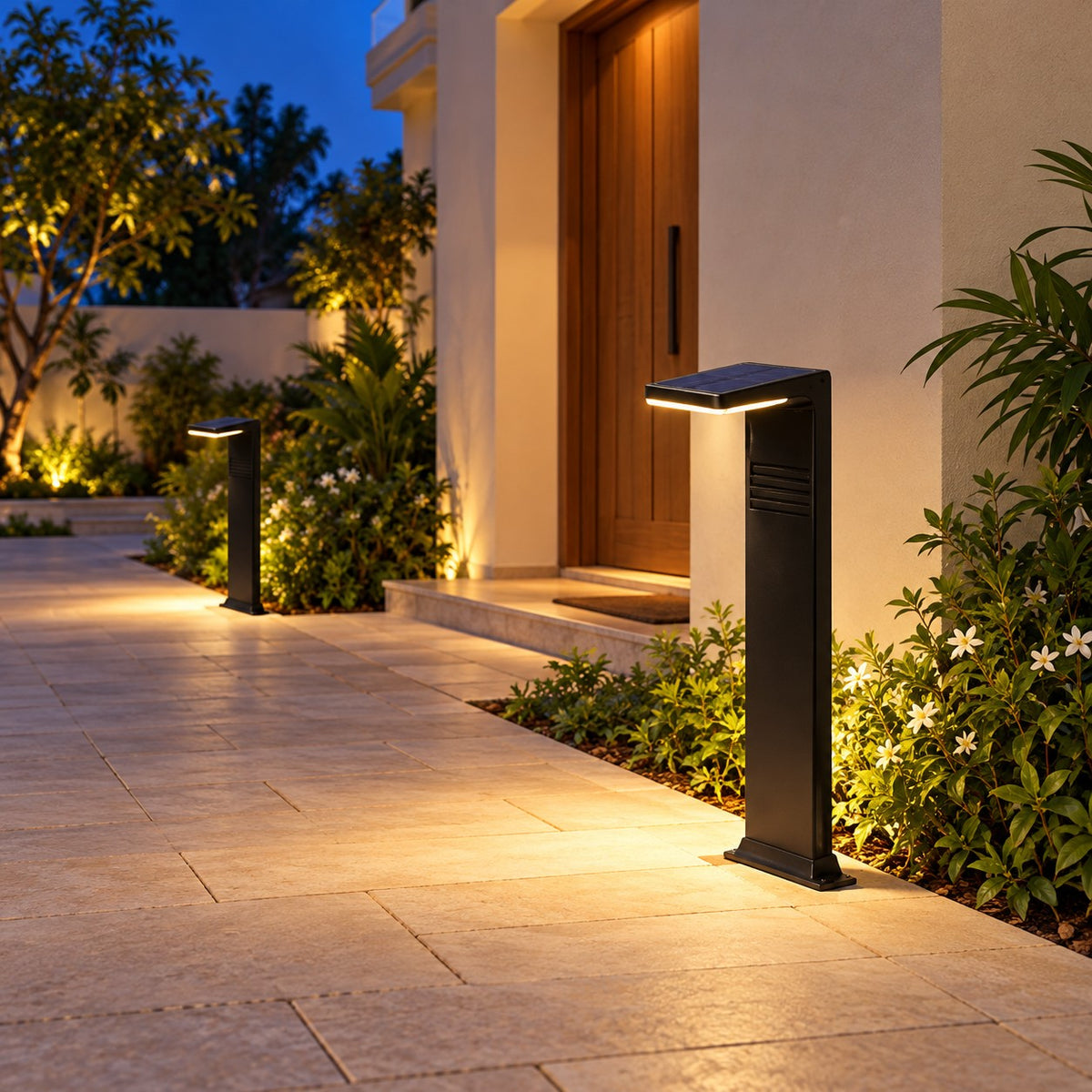 Solar LED Garden Bollards - 10W Solar Quad Bollard