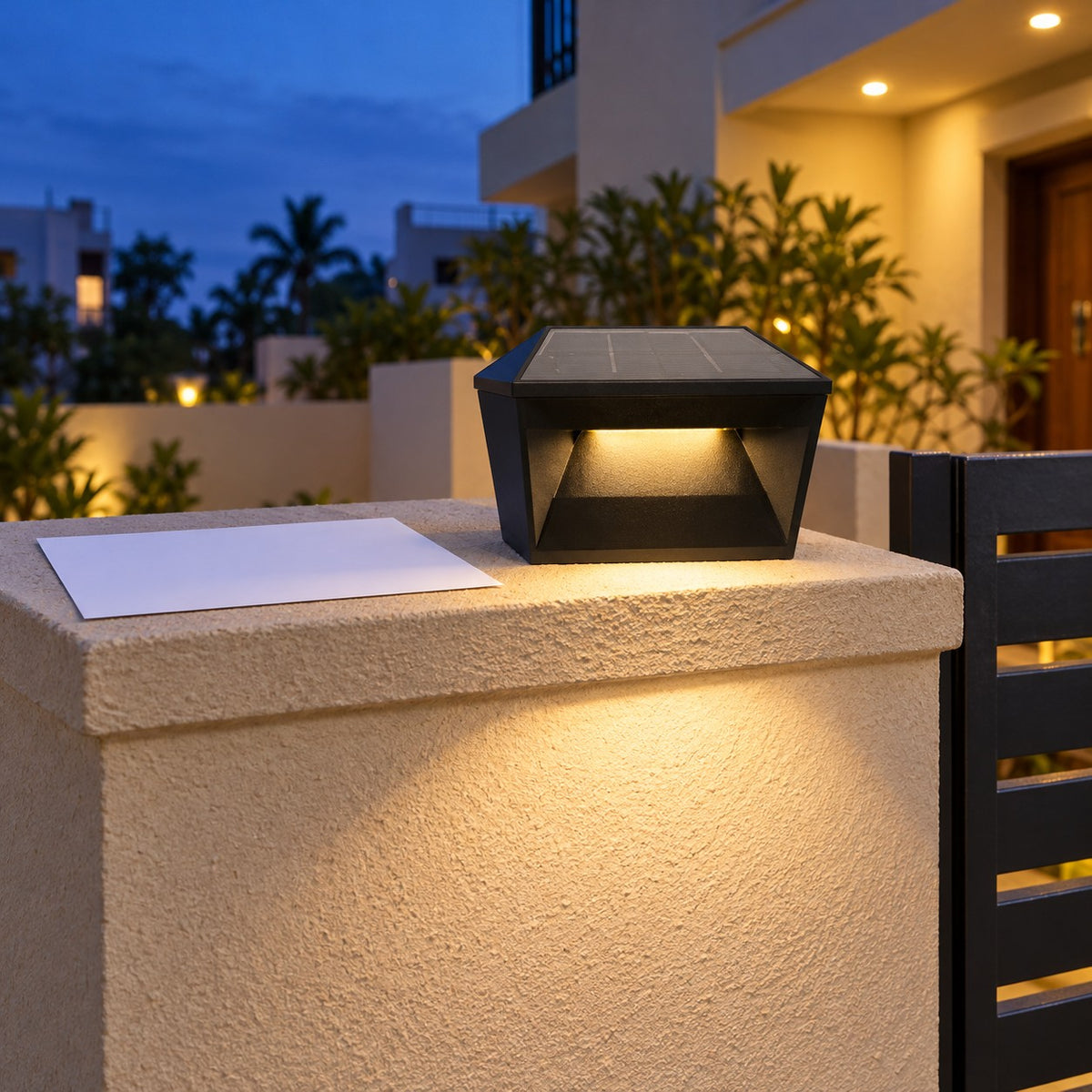 Solar LED Wall And Gate Lights - 12W Solar Gate Top Sleek
